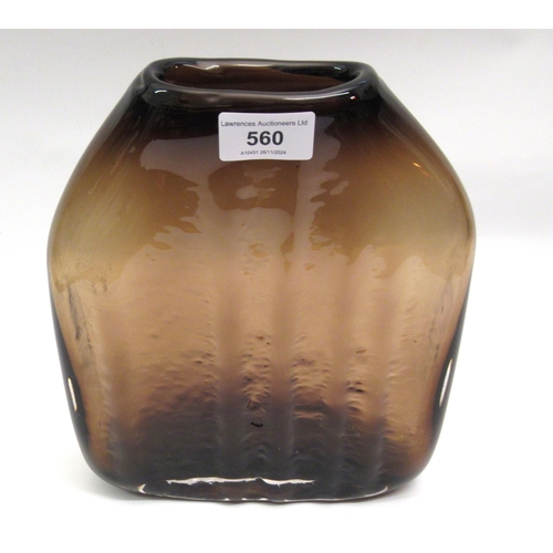 560 - Whitefriars cinnamon glass shoulder vase designed by Geoffroy Baxter, 24cm high