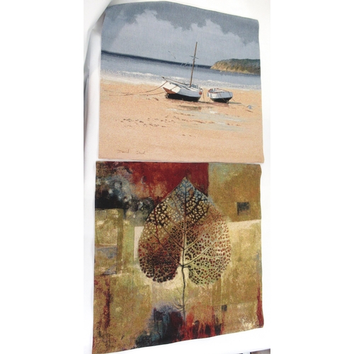 67 - Two Hines of Oxford machine woven tapestries, beach scene and a foliage