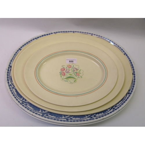 688 - Two large Doulton ' Sandhurst ' Art Nouveau pattern platters, together with three Susie Cooper Dresd... 