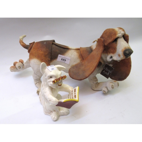 689 - Large ' Breed Apart ' figure of a basset hound, together with a Beswick figure of a dog with spectac... 