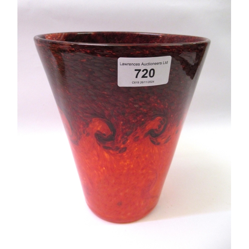 720 - Monart red glass vase, 19.5cm high