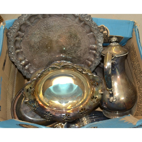 826 - Silver plated salver, together a quantity of various other silver plated items