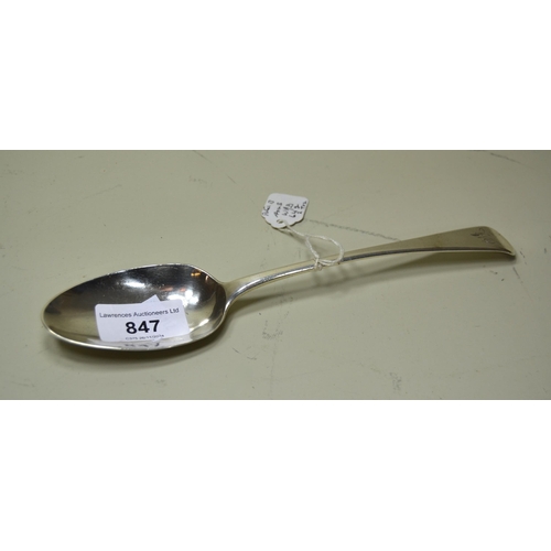 847 - George III London silver table spoon by Peter, Ann and William Bateman (bowl worn)