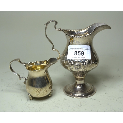 859 - Victorian Britannia silver cream jug, together with another small silver cream jug, 4.5 oz t