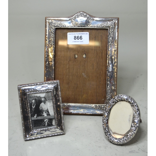 866 - Three various silver mounted photograph frames