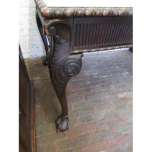 1752C - Late 19th / early 20th Century mahogany writing table in Irish Chippendale style, the gadroon moulde... 