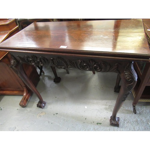 2035 - 19th Century mahogany rectangular fold-over tea table in Irish Chippendale style, with a single end ... 