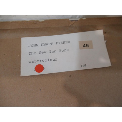 1255 - John Knapp Fisher, watercolour, ' The New Inn, Fork ', bearing labels verso, dated 1980, signed, 19 ... 