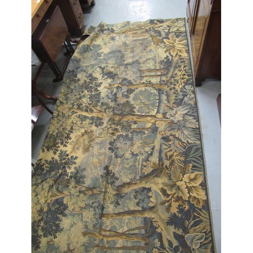 40 - Large antique style machine woven tapestry of figures in a landscape, 146cm high x 320cm long (sides... 