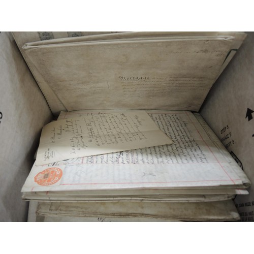 219 - Box containing a large quantity of 18th / 19th Century vellum indentures, mortgages, leases etc. fro... 