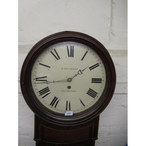 1578 - 19th Century parliament style wall clock, the circular painted dial inscribed E. Matthews, Welshpool... 