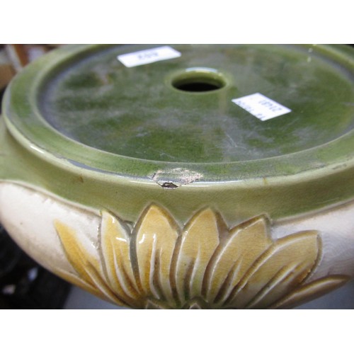 652 - Burmantofts faience pottery jardiniere stand with stylised floral decoration, 74cm high