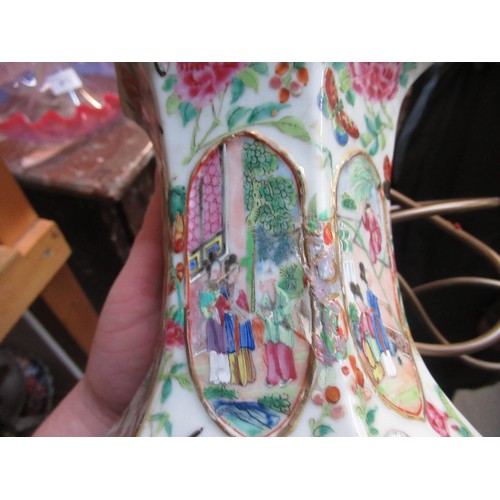 599 - 19th Century Chinese Canton vase adapted for use as a table lamp (restored)