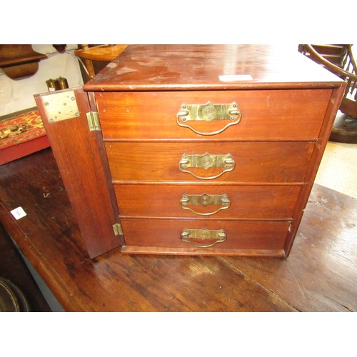 1814 - Small late 19th / early 20th Century mahogany four drawer table cabinet with side locking mechanism