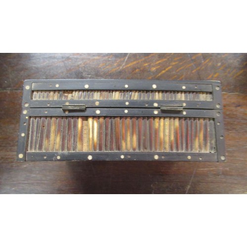 104 - 19th Century porcupine quill rectangular box with hinged cover, together with an Ascot Jaques & Son ... 