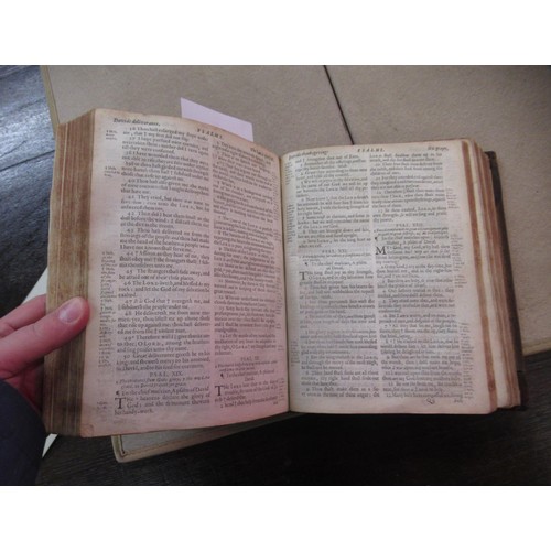 452 - 17th Century bible printed by John Field, printer to the university, Cambridge, 1663, leather bound