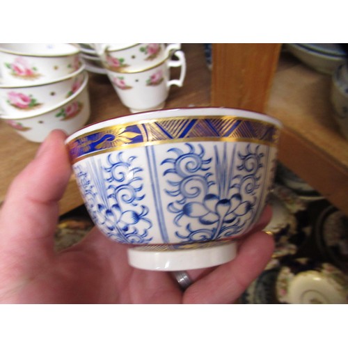 632 - Three 18th Century English blue and white saucer dishes, together with an 18th Century English blue ... 