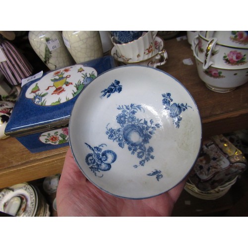 632 - Three 18th Century English blue and white saucer dishes, together with an 18th Century English blue ... 