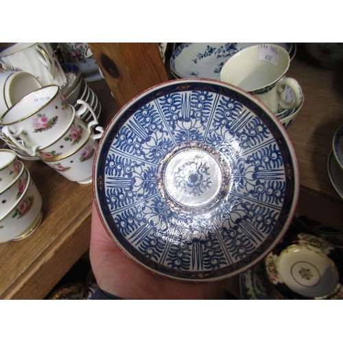 632 - Three 18th Century English blue and white saucer dishes, together with an 18th Century English blue ... 