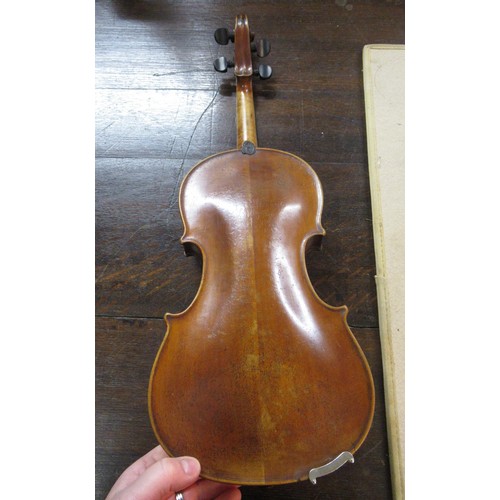 284 - Violin, signed with a seal to the base of the neck (14