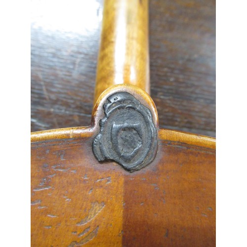 284 - Violin, signed with a seal to the base of the neck (14