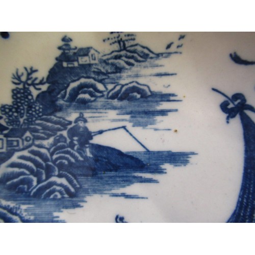 662 - First period Worcester bowl, decorated with Chinamen in a river landscape, three Japanese blue and w... 