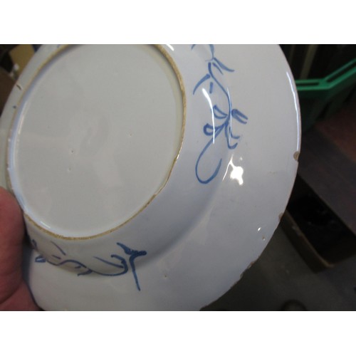 537 - Blue and white tin glazed plate, Carltonware dish and a West German pottery vase