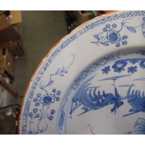 537 - Blue and white tin glazed plate, Carltonware dish and a West German pottery vase