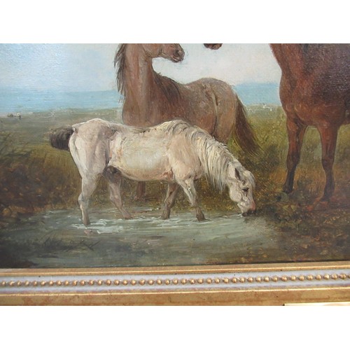 1200 - Edward Robert Smythe, 19th Century oil on canvas, horses in a landscape, signed, 29 x 34cm, in a mod... 