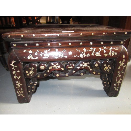 1974 - Small 20th Century Chinese hardwood and mother of pearl inlaid occasional table, 41cm square