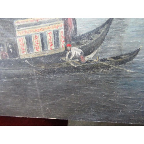 1357 - Two oil paintings on board, extensive Venetian canal scenes, the larger 50 x 74cm, both unframed