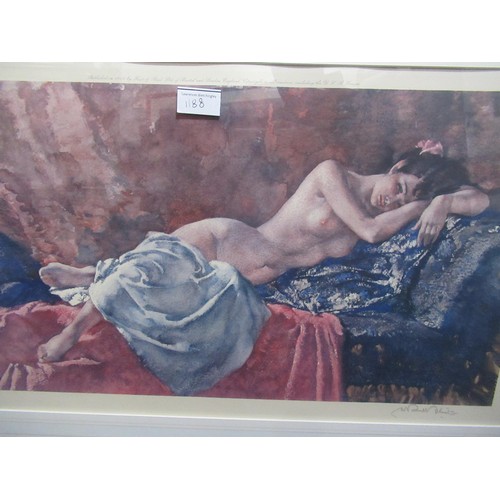 1188 - Sir William Russell Flint, signed colour print ' Reclining Nude I ', blind stamp to the margin, 31 x... 