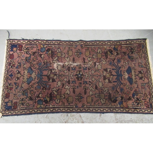 10 - Small Kurdish rug, 57 x 107cm, together with a small Shiraz rug, 103 x 76cm (both at fault)