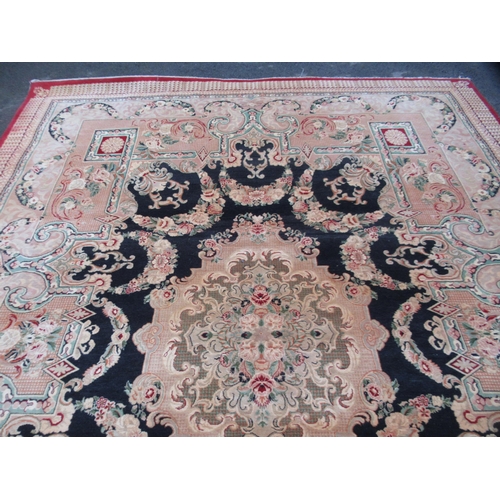 11 - Indo Persian carpet of European medallion and floral design on a beige ground with borders, 380 x 27... 