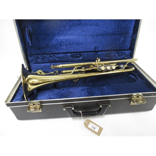 116 - Boosey & Hawkes brass trumpet in a fitted case