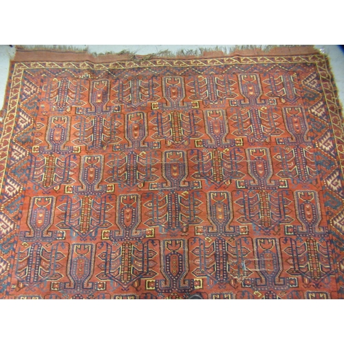 18 - Turkoman carpet of all-over hooked medallion design with multiple borders, 430 x 196cm (with multipl... 