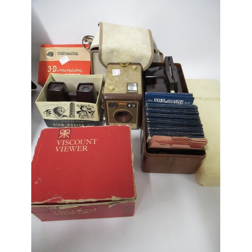 188 - Kodak box Brownie camera and three various 3D viewers