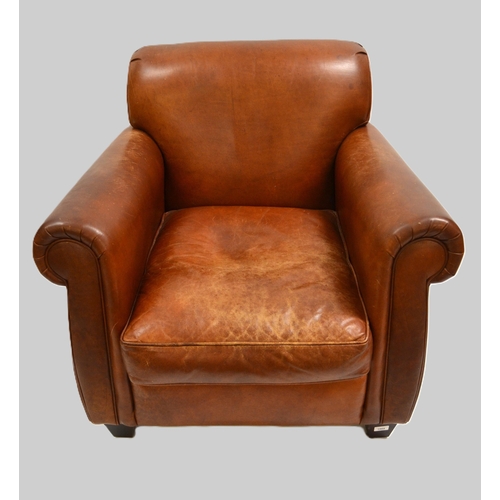 1969 - Modern leather upholstered club type armchair with loose cushion