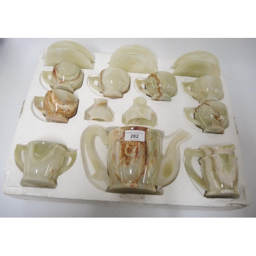 282 - Mid to late 20th Century onyx six piece tea service