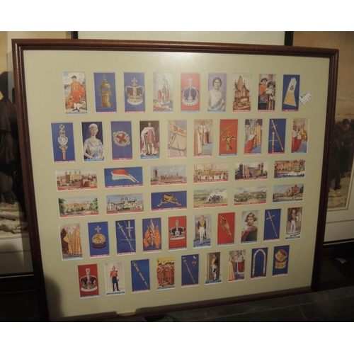 293 - Framed set of cigarette cards, Royalty related, a 1989 sampler, framed print ' Gliding School ' and ... 