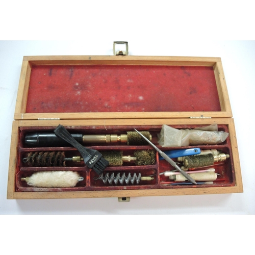 300 - Modern cased gun cleaning kit and a Winchester canvas and leather trimmed gun case