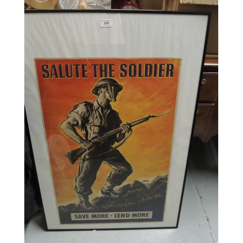 328 - British World War II poster, ' Salute the Soldier ', printed for HM Stationery Office, E S & A. Robi... 