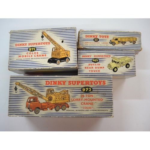 338 - Dinky Supertoys Coles twenty ton lorry mounted crane No. 972, another Coles mobile crane No. 972, Eu... 