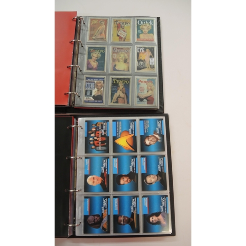 366 - One album of Fleer Overpowered TCG cards, one album of Merlin, Vision and Cornerstone cards, one alb... 