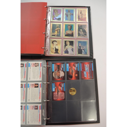 366 - One album of Fleer Overpowered TCG cards, one album of Merlin, Vision and Cornerstone cards, one alb... 