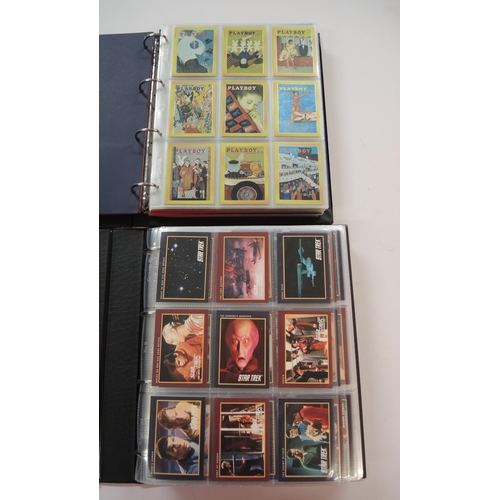 366 - One album of Fleer Overpowered TCG cards, one album of Merlin, Vision and Cornerstone cards, one alb... 