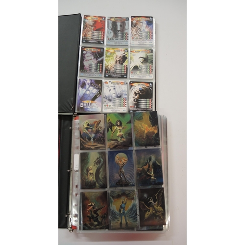 366A - One album Skybox Marvel, one album Skybox Batman, one album of Doctor Who trading cards, one album o... 