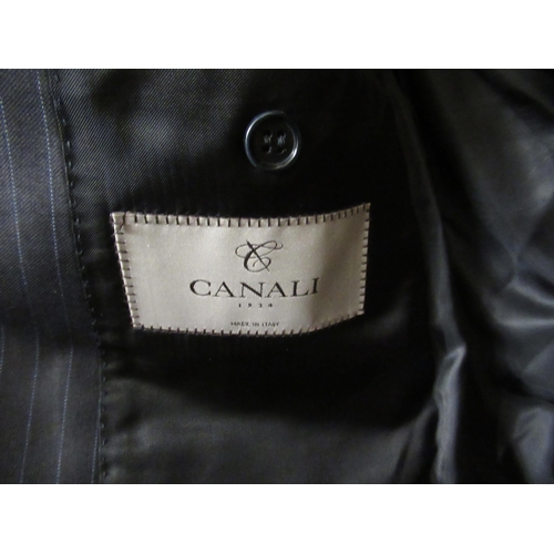 38 - Canali, two gentleman's two piece suits, size 56 and 54, together with a silk blazer, size 52