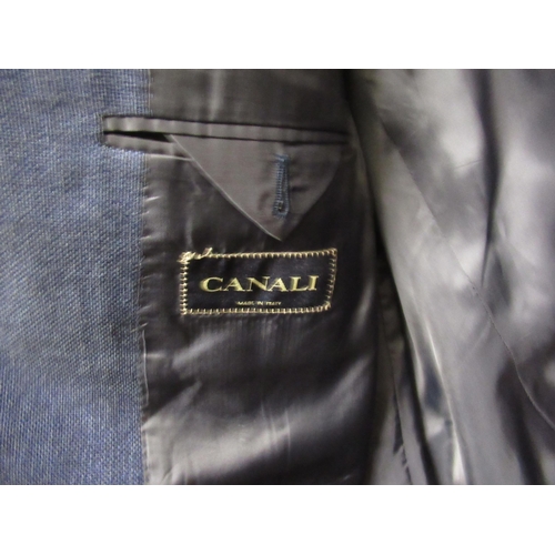 38 - Canali, two gentleman's two piece suits, size 56 and 54, together with a silk blazer, size 52