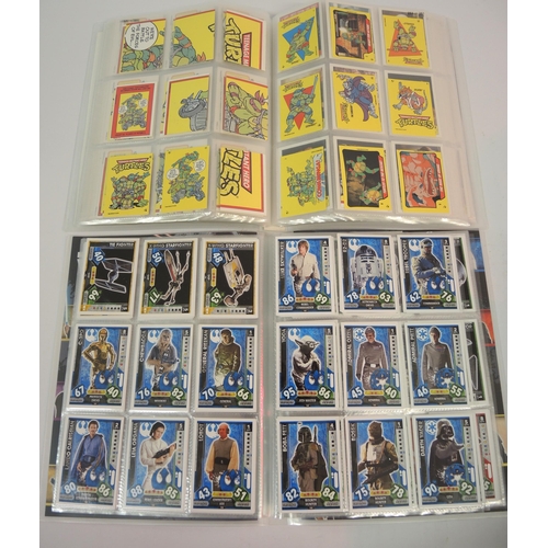 399 - Eleven albums of Topps trading cards including football, Star Wars, Teenage Mutant Ninja Turtles